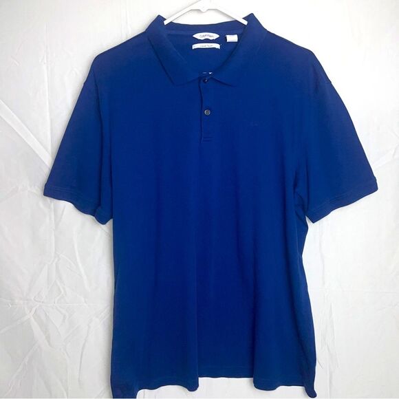 Calvin Klein Men's Blue Liquid Touch Short Sleeve Polo Shirt 0171 - Picture 1 of 3